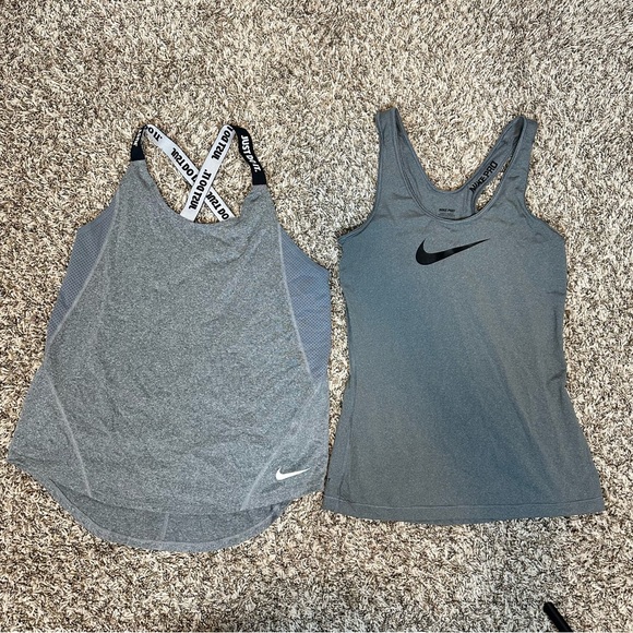 Nike Pro Dri-Fit Women’s Gray Tank Top Bundle 2 Piece Workout Set Active Gym - Picture 1 of 10